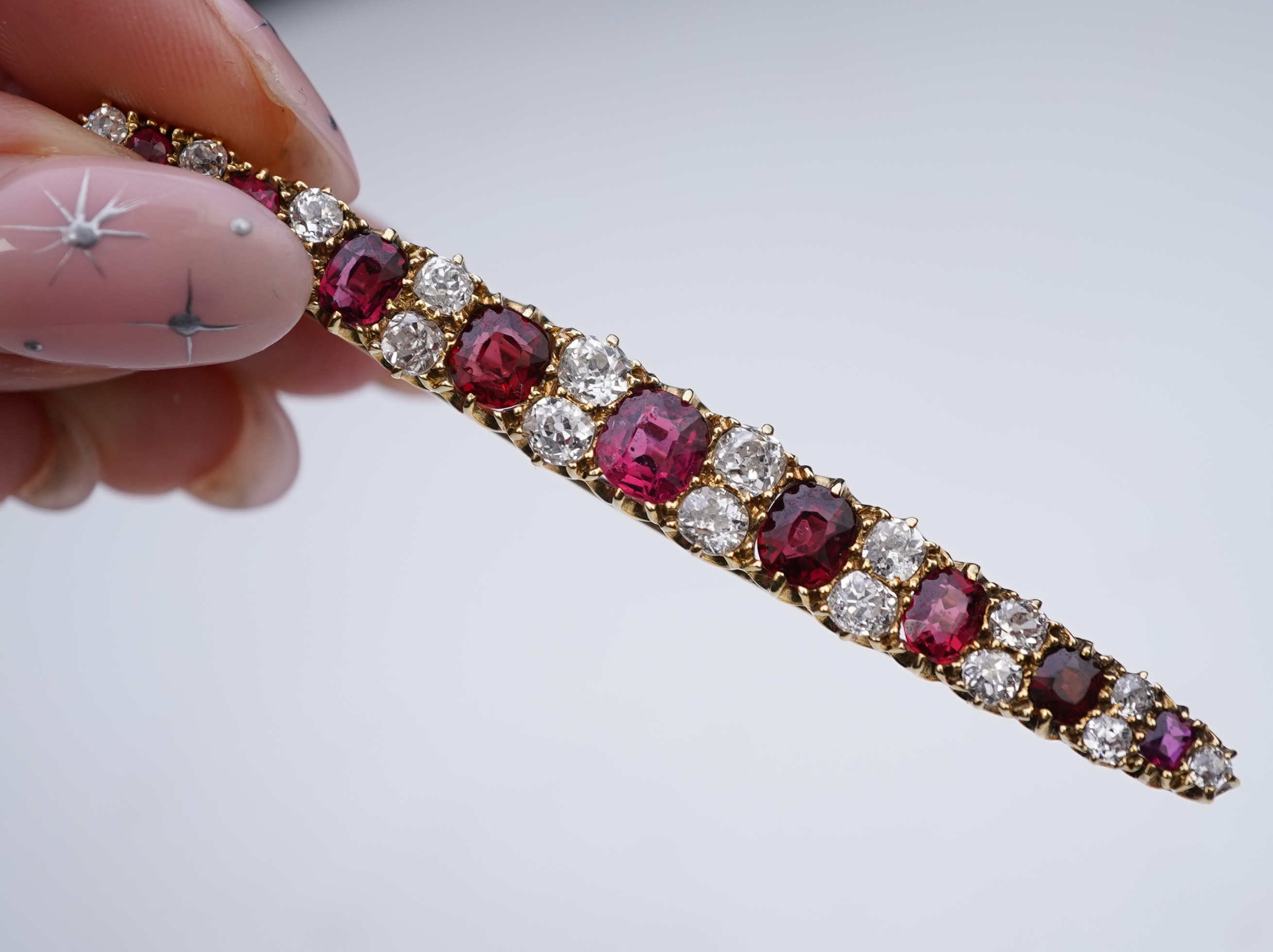 A spinel and diamond brooch, circa 1900